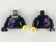 Part No: 973pb3373c01  Name: Torso Female Purple and Medium Azure Markings Pattern / Black Arm Left with Wyldstyle Cuff / Black Arm Right with Purple and Blue Markings / Yellow Hand Left / Black Hand Right