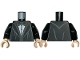 Lot ID: 400884292  Part No: 973pb3697c01  Name: Torso Jacket with Wide Lapels, White Shirt with Black Bow Tie and Vest Pattern / Black Arms / Light Nougat Hands
