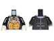 Part No: 973pb4076c01  Name: Torso Batman Suit with Orange Vest and Orange Bow Tie Pattern / Black Arms / White Hands