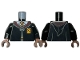 Part No: 973pb4302c03  Name: Torso Hogwarts Robe Clasped with Gryffindor Crest, Sweater, Shirt and Tie Pattern / Black Arms / Medium Brown Hands
