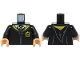 Part No: 973pb4370c03  Name: Torso Hogwarts Robe Clasped with Hufflepuff Crest, Sweater, Shirt and Tie Pattern / Black Arms / Medium Tan Hands