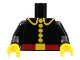 Part No: 973pb4513c01  Name: Torso Fire Uniform with Red Belt and Yellow Lapels, Buttons, and Buckle Pattern (Reissue) / Black Arms / Yellow Hands