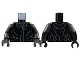 Part No: 973pb4726c01  Name: Torso Female Jacket with Hood, Silver Snap, Dark Bluish Gray Collar, Hem, Pocket, and Gather Lines Pattern / Black Arms / Black Hands