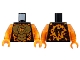 Lot ID: 362427154  Part No: 973pb4749c01  Name: Torso Orange and Gold Energy, Ninjago Logogram Letter C, Red Rimmed Lava Stone Spots Pattern / Trans-Orange Arms / Orange Hands
