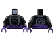 Part No: 973pb4758c01  Name: Torso Robe with Silver Hem over Armor, Dark Purple Sash, Flower Emblem on Back Pattern / Black Arms / Dark Purple Hands