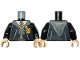 Part No: 973pb4805c01  Name: Torso Hogwarts Robe Double Clasped with Badge, Gryffindor Crest, Sweater, Shirt and Tie Pattern / Black Arms / Light Nougat Hands