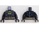 Part No: 973pb5373c01  Name: Torso Batman Logo, Dark Bluish Gray Armor Contour Lines, Gold Utility Belt Pattern / Black Arms / Black Hands