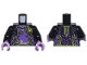 Part No: 973pb5480c01  Name: Torso Female Robe with Dark Purple and Lime Trim, Spider, and Silver Webs Pattern / Black Arms / Medium Lavender Hands