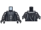 Part No: 973pb5678c01  Name: Torso Robe with Dark Bluish Gray Folds and Silver Chain, Pendant, and 3 Clasps Pattern / Pearl Dark Gray Arms / Black Hands