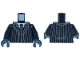 Part No: 973pb5727c02  Name: Torso Suit Jacket Open with Dark Bluish Gray Pinstripes over Vest with Buttons and White Shirt, Dark Blue Tie Pattern / Black Arms / Dark Blue Hands