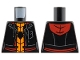 Part No: 973pb6284  Name: Torso Hoodie Vest with Pocket and Drawstrings, Red Trim and Hood, Orange Shirt, Black Spider and Webbing Pattern