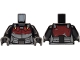 Part No: 973pb6483c01  Name: Torso SW Mandalorian Dark Red and Dark Silver Armor Plates with Silver Marks, Shoulder Straps with Yellow Triangles Pattern / Black Arms / Pearl Dark Gray Hands