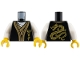 Part No: 973pb6512c01  Name: Torso Tunic, White Scarf, Dark Tan Hems, Gold NInjago Logogram 'MAS', Dragon on Back Pattern / White Arms / Yellow Hands