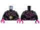 Part No: 973pb6518c01  Name: Torso Magenta and Metallic Pink Vines with Thorns, Medium Nougat Necklace with Yellowish Green Eye and Wraps Pattern / Black Arms / Magenta Hands