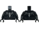 Part No: 973pb6536c01  Name: Torso with Dark Silver Webbing and Silver Stylized Spider on Front and Back Pattern / Black Arms / Black Hands