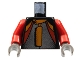 Part No: 973px270c01  Name: Torso Racers Jacket with Orange, Red, Silver Pattern / Red Arms / Dark Gray Hands