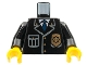 Part No: 973px431c01  Name: Torso Police Jacket with Pocket, Gold Badge and Blue Tie Pattern / Black Arms / Yellow Hands