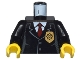 Part No: 973px468c01  Name: Torso Police Jacket with Gold Badge and Red Tie Pattern / Black Arms / Yellow Hands