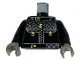 Part No: 973px66c01  Name: Torso Studios Protective Leather Jacket Zipper Pattern (Stuntman) / Black Arms / Dark Gray Hands