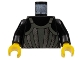 Part No: 973px90c01  Name: Torso Castle Fright Knights Dark Gray, Silver Striped Armor Pattern / Black Arms / Yellow Hands
