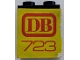 Part No: BA014pb05  Name: Stickered Assembly 2 x 1 x 2 with Red 'DB 723' on Yellow Background Pattern (Sticker) - Set 723-2 - 2 Brick 1 x 2