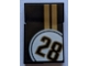 Part No: BA153pb02  Name: Stickered Assembly 3 x 2 with Number 28 in White Circle with Gold Stripes on Black Background Pattern (Sticker) - Set 8147 - 3 Tile 1 x 2