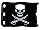 Part No: bb0511pb02  Name: Plastic Flag 8 x 5 with White Skull and Crossed Cutlasses Pattern