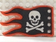 Part No: x376px4  Name: Cloth Flag 8 x 5 Wave with Red Border and Skull and Crossbones Pattern