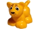 Part No: 109575pb01  Name: Duplo Cat, Large, Baby Cub, Standing (Lion) with Black and White Eyes, Nose and Whisker Dots, Medium Brown Stripes Pattern