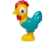 Part No: 112346pb01  Name: Chicken, Moana with Scalloped Base with Molded Dark Turquoise Tail Feathers, Red Comb and Wattle and Printed Black and White Eyes Pattern (Heihei)