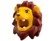 Part No: 114471pb01  Name: Minifigure, Headgear Head Cover, Costume Lion with Molded Dark Red Mane, Printed Black Eyes, Dark Brown Nose Pattern
