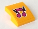 Part No: 15068pb352  Name: Slope, Curved 2 x 2 x 2/3 with Magenta Music Notes with Black Wings Pattern (Sticker) - Set 41349