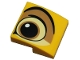 Lego part: Slope, Curved 2 x 2 x 2/3 with Black, Bright Light Yellow and Medium Nougat Eye Pattern Model Left Side