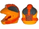Part No: 17355pb01  Name: Minifigure, Headgear Helmet Space with Pipes and Mouth Grille with Control Panel and Dark Bluish Gray and Orange Markings Pattern