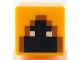 Part No: 19729pb097  Name: Minifigure, Head, Modified Cube with Pixelated Hood with Dark Orange Trim, Black Face with White Eyes Pattern (Minecraft Shadow Hoodie)