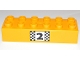 Part No: 2300pb010  Name: Duplo, Brick 2 x 6 with Number 2 and Black and White Checkered Pattern