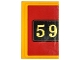 Part No: 26603pb282  Name: Tile 2 x 3 with Gold '59' on Black and Red Background Pattern (Sticker) - Set 76405