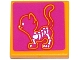 Part No: 3068pb0911  Name: Tile 2 x 2 with X-Ray Cat Skeleton on Magenta Background Pattern (Sticker) - Set 41085