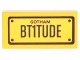 Part No: 3069pb0566  Name: Tile 1 x 2 with Black 'GOTHAM' and 'BT1TUDE' Pattern (Sticker) - Set 70905