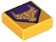 Part No: 3070pb108  Name: Tile 1 x 1 with Bright Light Orange Bull on Dark Purple Pentagonal Shield Pattern