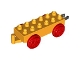 Part No: 4559c01  Name: Duplo, Train Base 2 x 6 with Red Train Wheels and Movable Hook