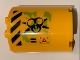 Part No: 6259pb041L  Name: Cylinder Half 2 x 4 x 4 with Caution Triangle, Danger Stripes, Black Biohazard Symbol, Ooze and Vents Pattern Model Left Side (Sticker) - Set 70163
