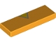 Part No: 63864pb171  Name: Tile 1 x 3 with Yellow Triangle with Light Bluish Gray Border Pattern (BrickHeadz Minion Jumpsuit)