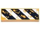 Part No: 63864pb308  Name: Tile 1 x 3 with Worn Black and White Danger Stripes with Splotches Pattern