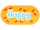 Part No: 66857pb128 Name: Tile, Round 2 x 4 Oval with Medium Azure 'Happy' with White Outline and Red, Magenta and Lime Confetti Pattern (Sticker) - Set 40871 Part No: 66857pb128 Name: Tile, Round 2 x 4 Oval with Medium Azure 'Happy' with White Outline and Red, Magenta and Lime Confetti Pattern (Sticker) - Set 40871