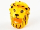 Part No: 68517pb01  Name: Minifigure, Headgear Head Cover, Costume Lion with Reddish Brown and Gold Mane Highlights and Black Facial Features Pattern