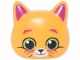 Part No: 7415pb01  Name: Mini Doll, Head, Modified Cat Medium with Magenta Ears, Eyebrows and Whiskers, Lime and Black Eyes, White Nose Pattern