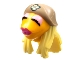 Part No: 84861pb01  Name: Minifigure, Head, Modified Muppet Janice with Dark Tan Hat, Bright Light Yellow Hair Pattern