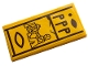 Part No: 87079pb1282  Name: Tile 2 x 4 with Dark Brown Hieroglyphs, Lines, C-3PO and R2-D2 Pattern (Sticker) - Set 77013