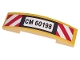 Part No: 93273pb115  Name: Slope, Curved 4 x 1 Double with 'CM 60198' and Red and White Danger Stripes Pattern (Sticker) - Set 60198
